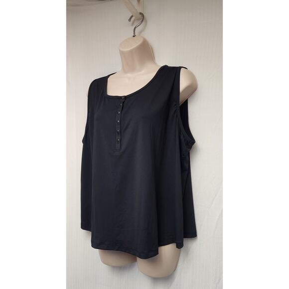 LIVI By Lane Bryant Crop Snap Up Black Wicking Tank Top Women’s Size 26/28 - Picture 4 of 7